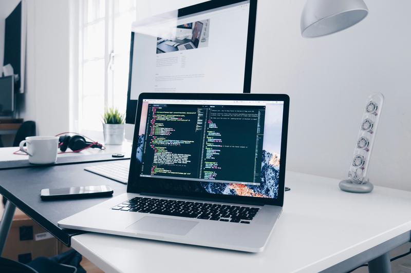 Software developer at a workstation